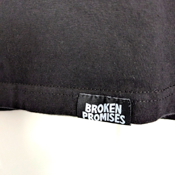 Broken Promises Unisex (Size Small) Black Tee with Graphics On Both Sleeves - Picture 4 of 12